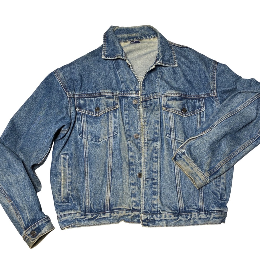 GAP 90s Vintage Denim Trucker Jacket 100% Cotton Faded Blue Workwear Men's M